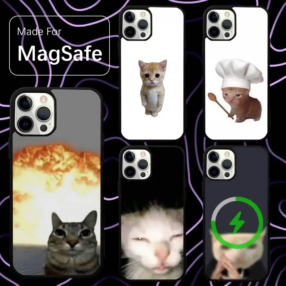 

Cat MEME Funny Phone Case For iPhone 16,15,14,13,12,11,Pro,Max,Plus,Mini,SE New Magsafe Magnetic Wireless Charging
