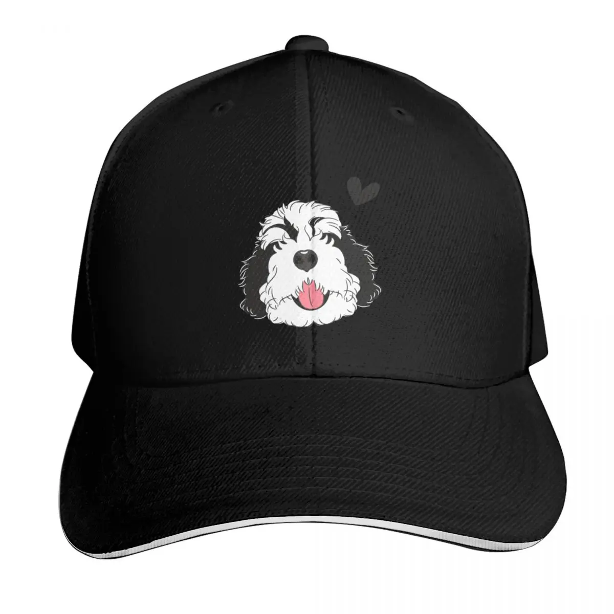 Gorra de béisbol LOVE Black and White Bernedoodle, estilo urbano, hip hop, moderna, vintage, retro, bordada, ligera y plegable.