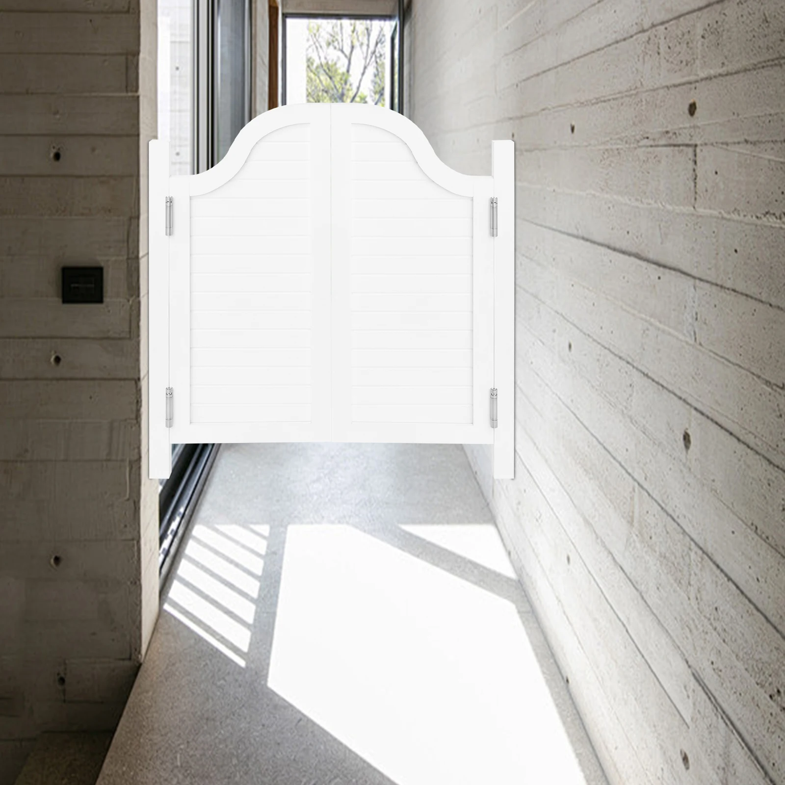 

180° Partition Door Swing Solid Wood Door White Partition Door For Shop Entrance Partition Cafes Shopping Malls Bars 40*90 cm