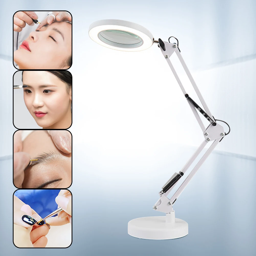 Adjustable Magnifying Light LED Table Magnifying Lamp Reading Magnifying Glass Clamp Workplace Lamp Cosmetic Lamp for manicure