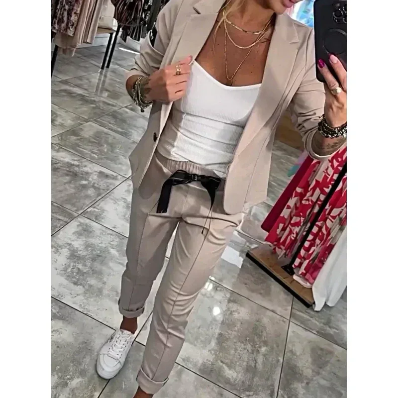 Women's Casual Suit Jacket & Pants 2 Piece Set