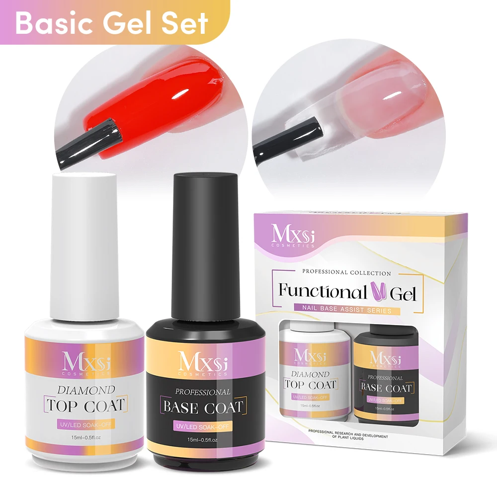 Mxsi Lak Nail Art Set Met Basislaag En Top Coat Diamant Topcoat Basecoat Gel Nagellak Voor Nail Art Design Tool Kit