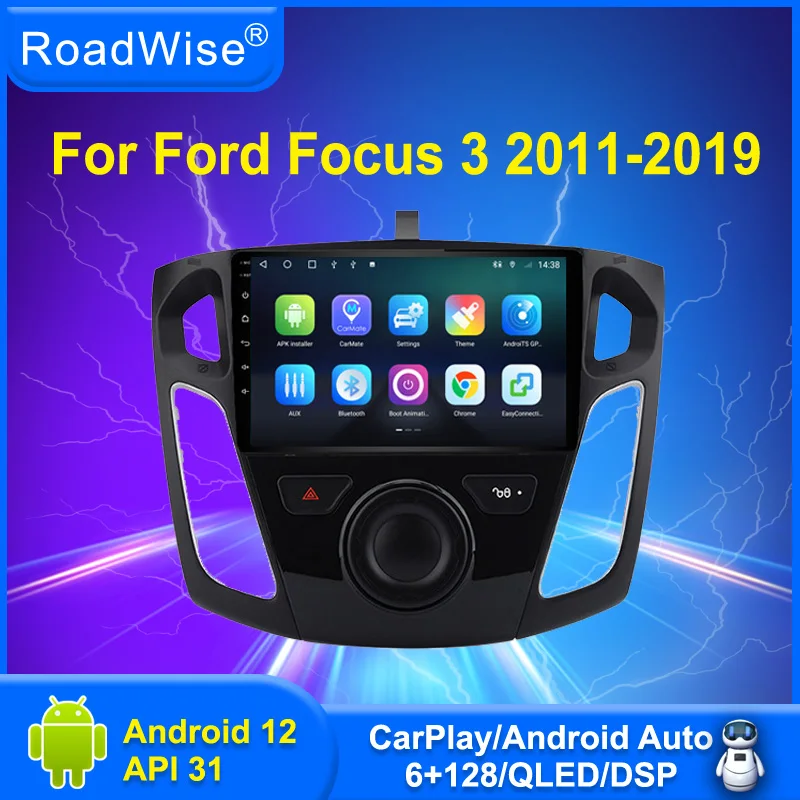 

Автомагнитола Roadwise 8 + 256 Android 12 для Ford Focus 3 Mk 3 2011 - 2019 мультимедийный 4G Wifi GPS DVD 2 Din Carplay Авторадио Стерео