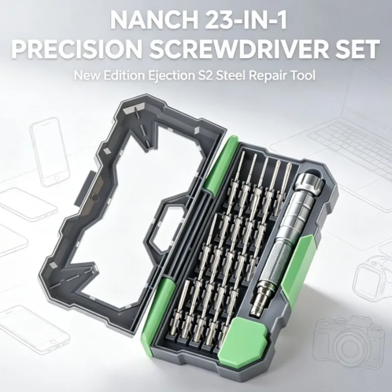 NANCH 23-in-1 New Edition Ejection S2 Steel Precision Screwdriver Mobile Phone Computer Digital Repair Screwdriver Tool
