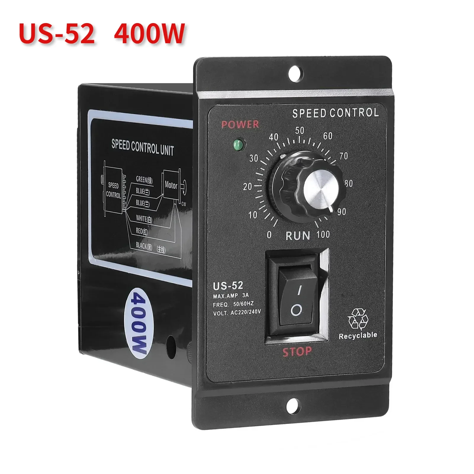 400W US-52 AC 220V 50/60Hz AC speed controller AC regulator motor control forword backword with filter capacitor 