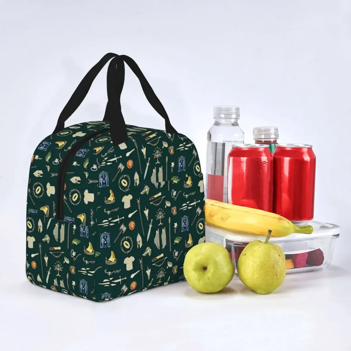 Fantasy Pattern Rex Dinosaur Insulated Lunch Bag Cooler Bag Reusable Portable Tote Lunch Box Men Women School Travel