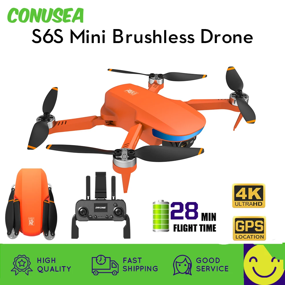 

Rc Dron Gps 4K Profesional Mini Brushless S6S Drone Dual Camera Hd Aerial Photography Wifi Fpv Optical Flow Quadcopter Drones