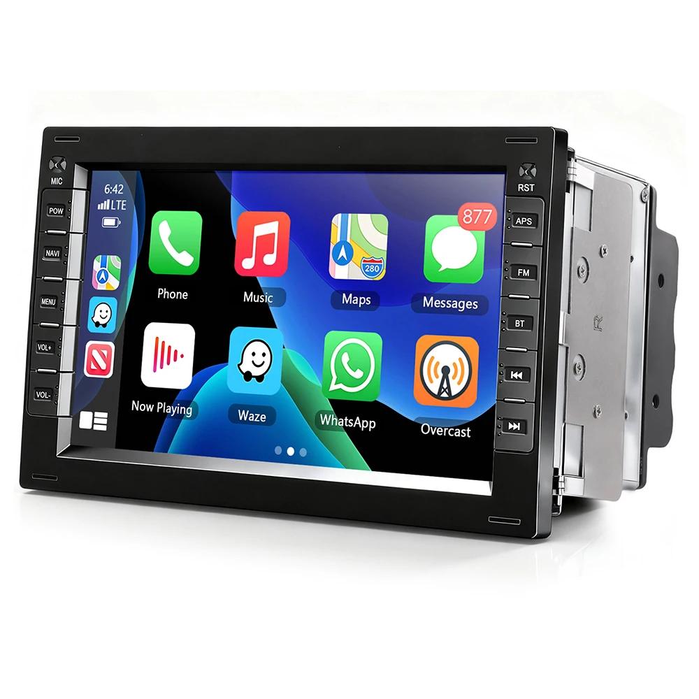 Podofo 6+128G Carplay 2Din Auto-Multimediaplayer für VW PASSAT POLO BORA SKODA SHARAN Autoradio Android Auto GPS WIFI FM RDS BT