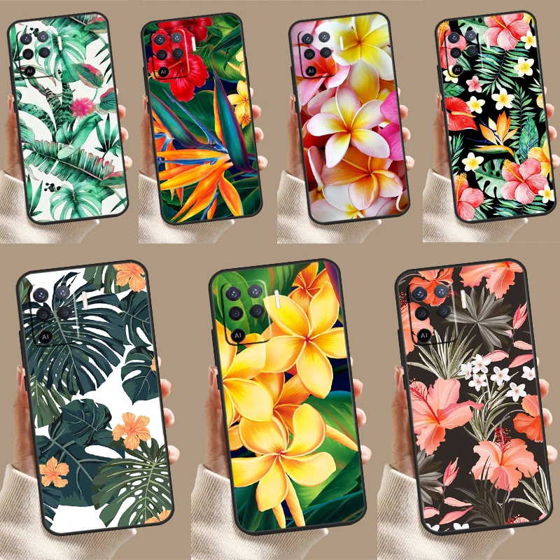 Tropical Paradise Hawaiian Flower For OPPO A79 A58 A78 A98 A53S A57S A54S A74 A94 A17 A77 A5 A9 A96 A76 A16 A52 A72 A15 Case