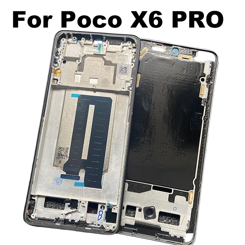 For Xiaomi Poco X6 Pro 5G Middle Frame LCD Front Bezel Faceplate Housing Chassis + Buttons Smartphone Repair Parts