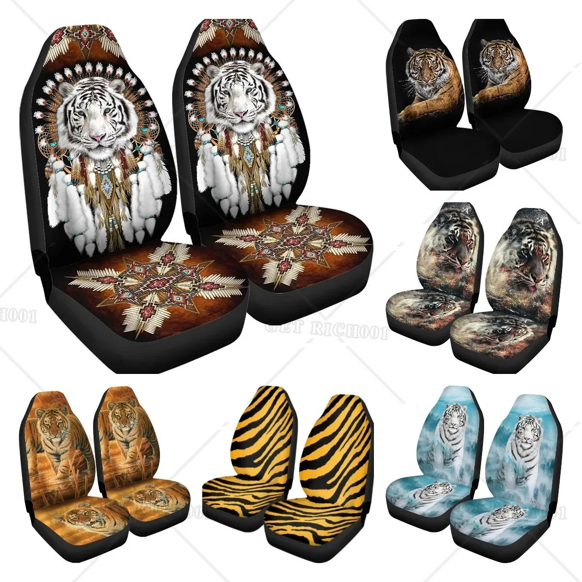 

Комплект чехлов на сиденья, 2 упаковки, белый тигр, Ловец снов, автомобильные аксессуары, интерьерный декор для мужчин, прочный эластичный чехол на переднее сиденье автомобиля