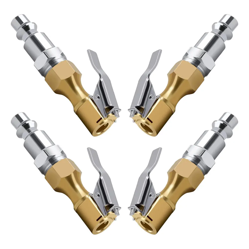 

4PCS Tire Inflation Quick Connect Chuck Air Compressor Accessories Straight Nozzle Reinforced Clamp Car Bicycle Motorcycle Use