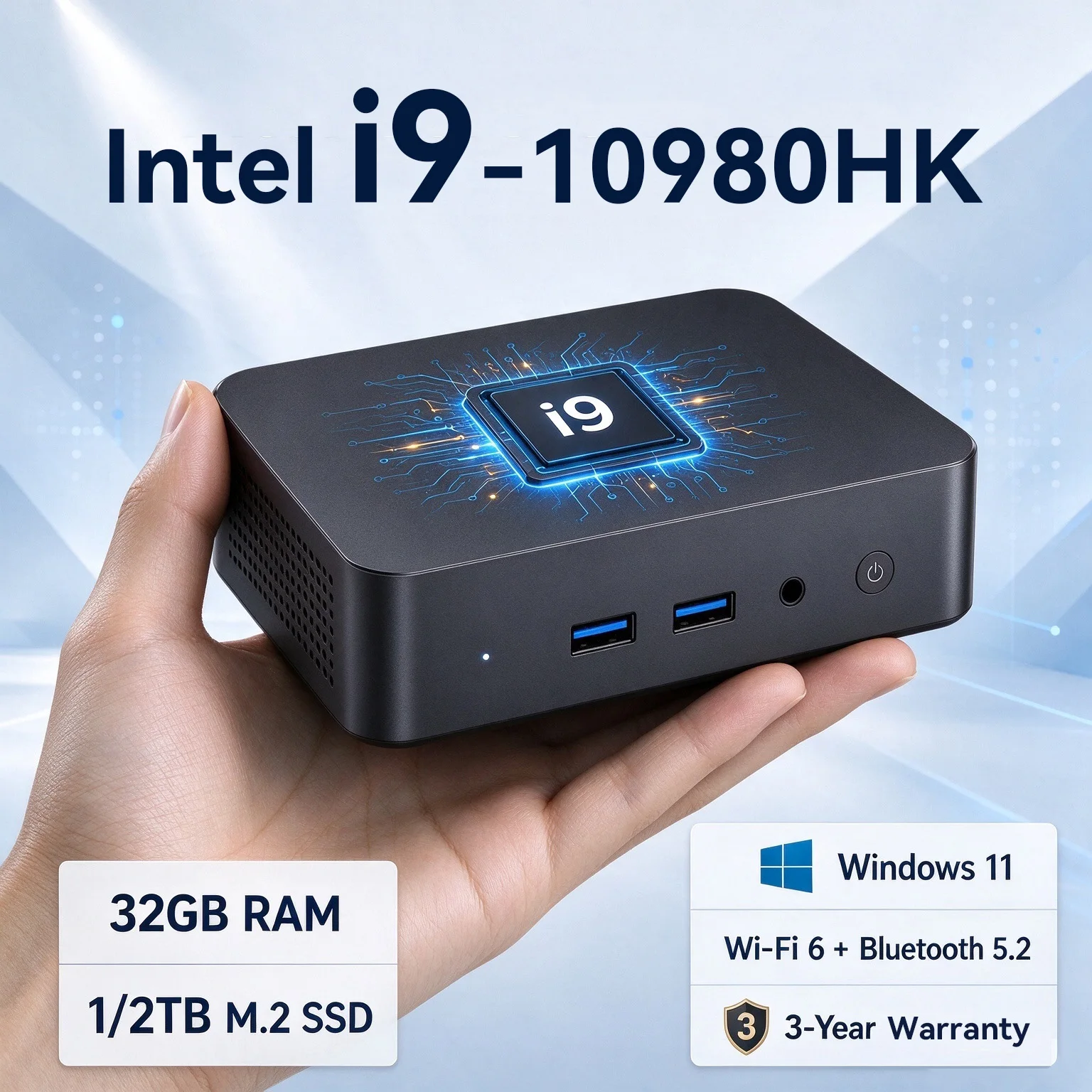 인텔 코어 i9-10980HK/N150 미니 PC, 윈도우 11, 16GB RAM, 1/2TB SSD, 휴대용 게이밍 PC, Wi-Fi 6, 블루투스 5.2, 4K HD 미니 컴퓨터, 데스크톱 PC