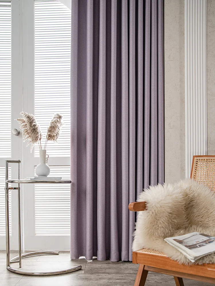 Premium Lavender Purple Thick Bedroom Curtains Delicate Artistic Window Curtains Hanging Smooth Ins Curtains for Living Room