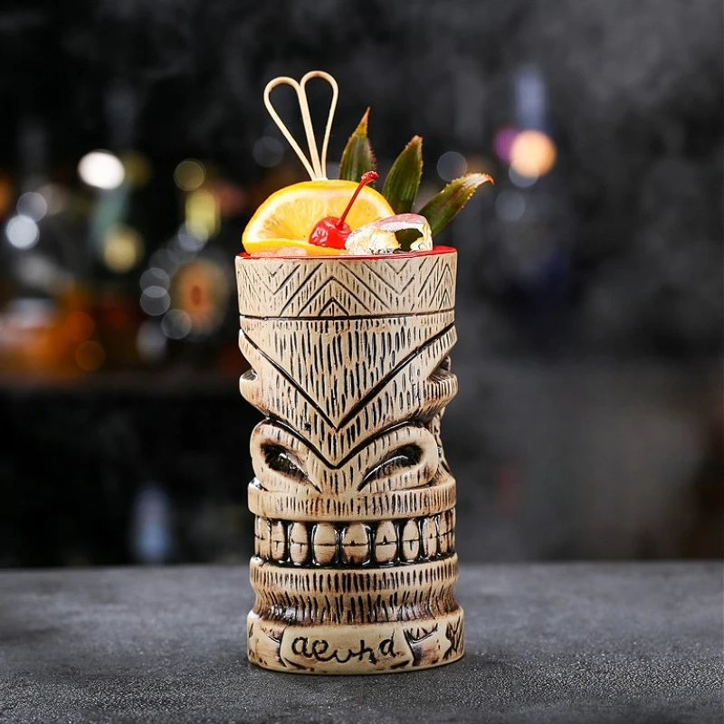 Tiki القدح كأس النبيذ إكسسوارات ديكور منزلي التماثيل عيد الميلاد الديكور كوب كوكتيل السيراميك القدح ديكور المنزل هدية الهالوين