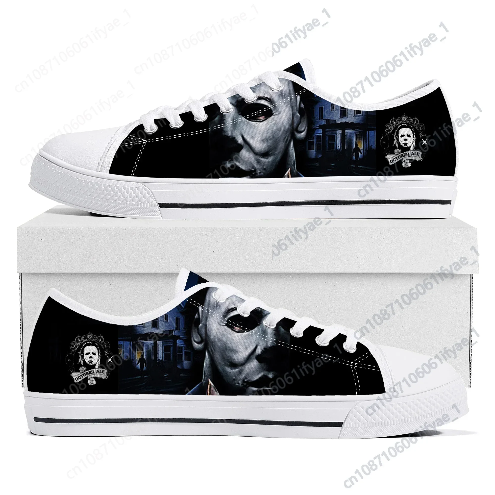 

Horror Halloween Shoes Low Top Michael Myers Mens Womens Teenager Canvas High Quality Sneaker Casual Couple Sneakers Custom Shoe