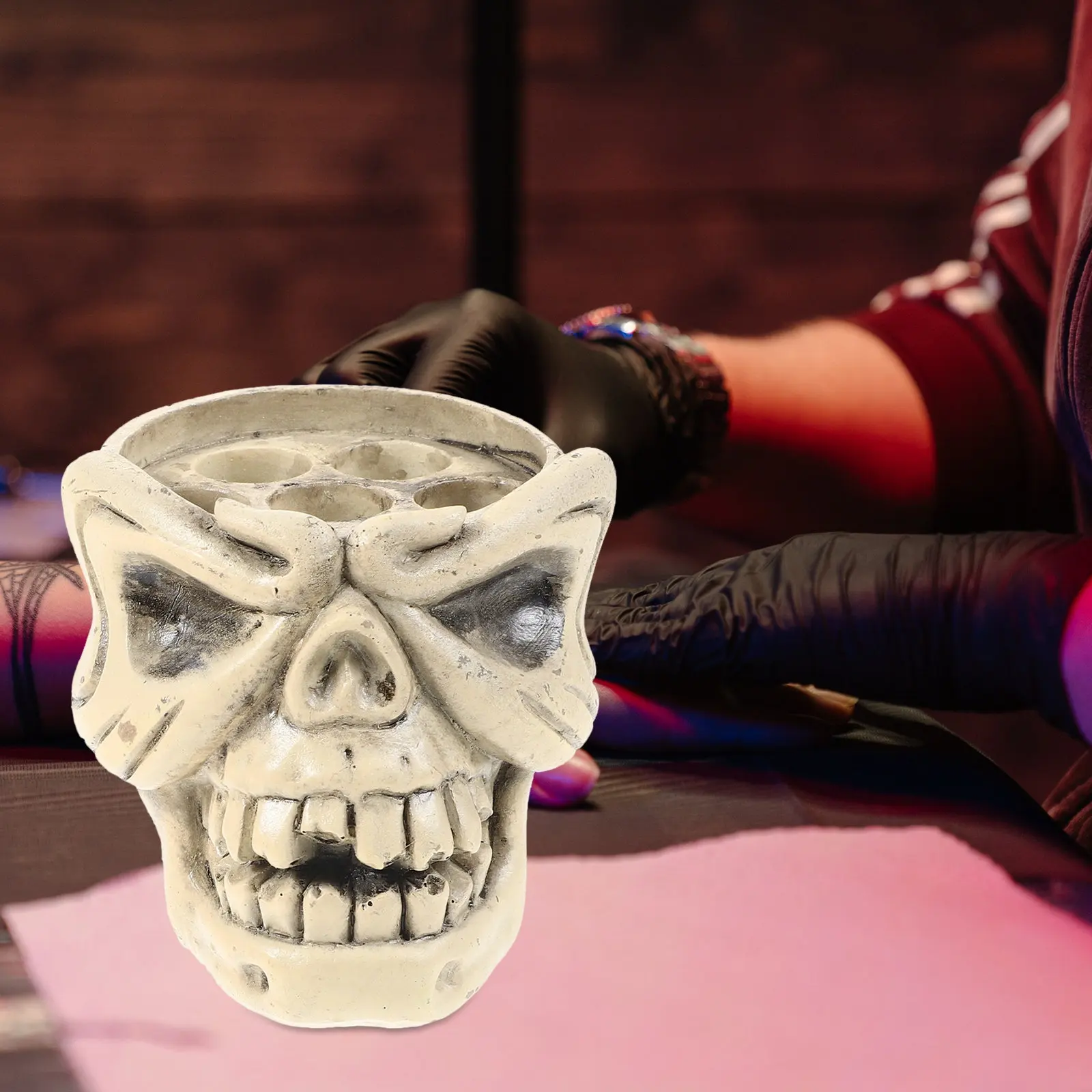 

Креативная подставка для чернил в форме черепа, держатель для пигментов для тату, татуажа бровей и губ, высококачественная, безопасная, устойчивая подставка для цветных чашек, незаменимый аксессуар