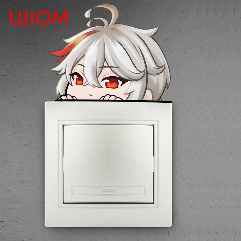 UJIOM 13cm X 10.5cm Genshin Impact Kaedehara Kazuha Peeker Wall Sticker Scratch-Proof Decal Switch Wardrobe Cupboard Decoration