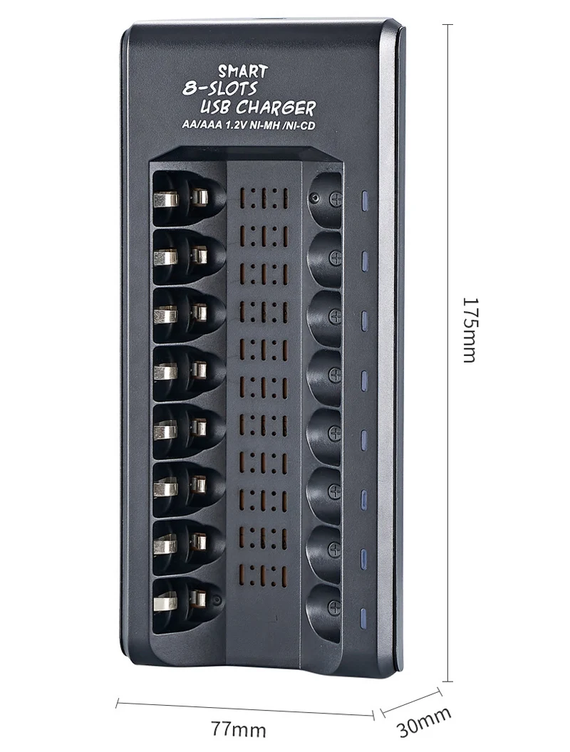 8 Slots Smart Electric USB Charger DC 5V 2A For 1.2V AA/AAA Ni-MH/Ni-Cd Rechargeable Battery LED Light Indicator