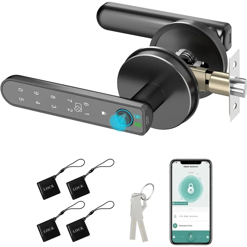 

Smart Fingerprint Lock:Fingerprint Knob-Biometric 5-in-1 Finger Print Lock-Smart Knob for Bedroom-AP