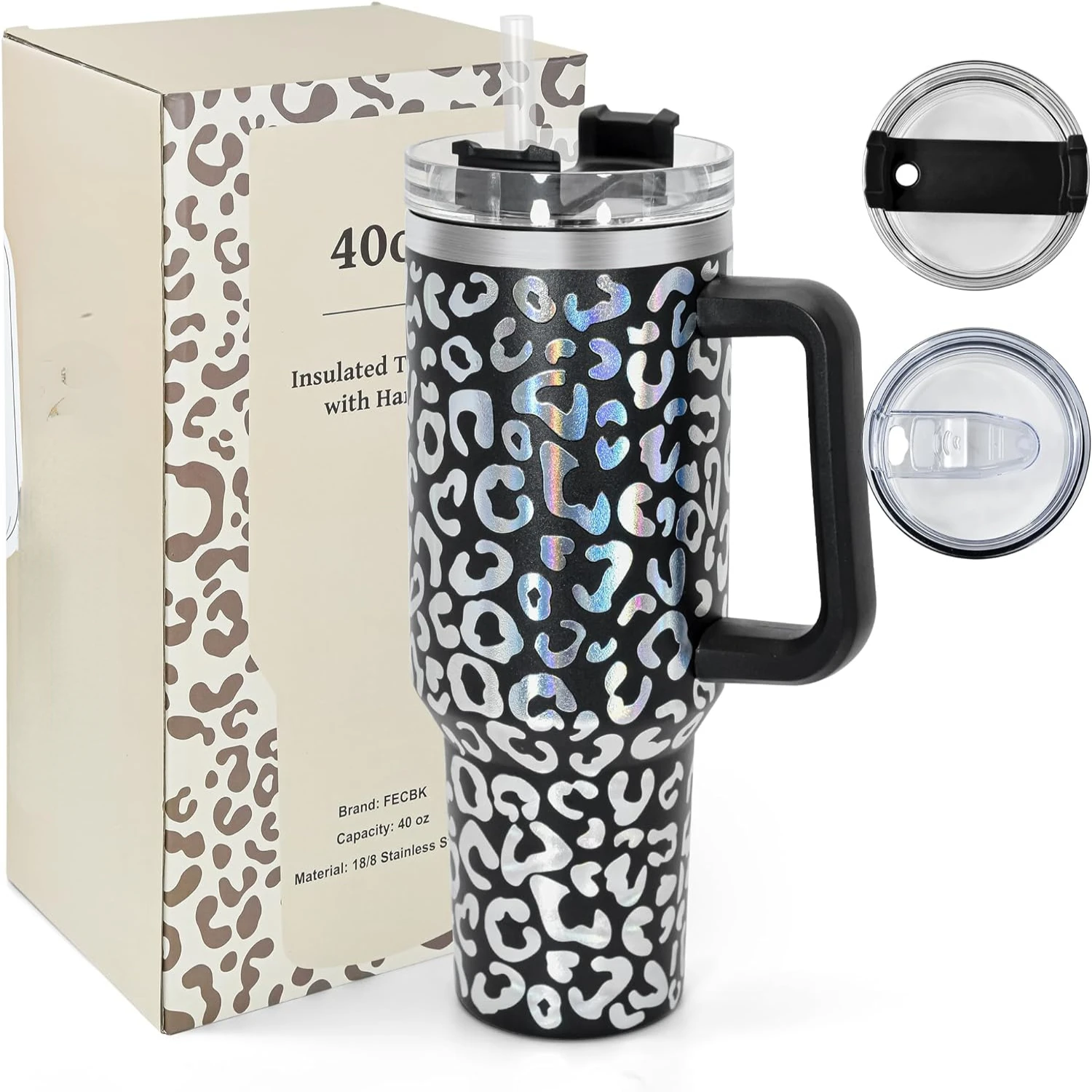 

Leak-Proof and Stylish 40 oz Stainless Steel Tumbler with Handle and Straw - Double Wall Vacuum Insulated Travel Mug - BPA-Free,