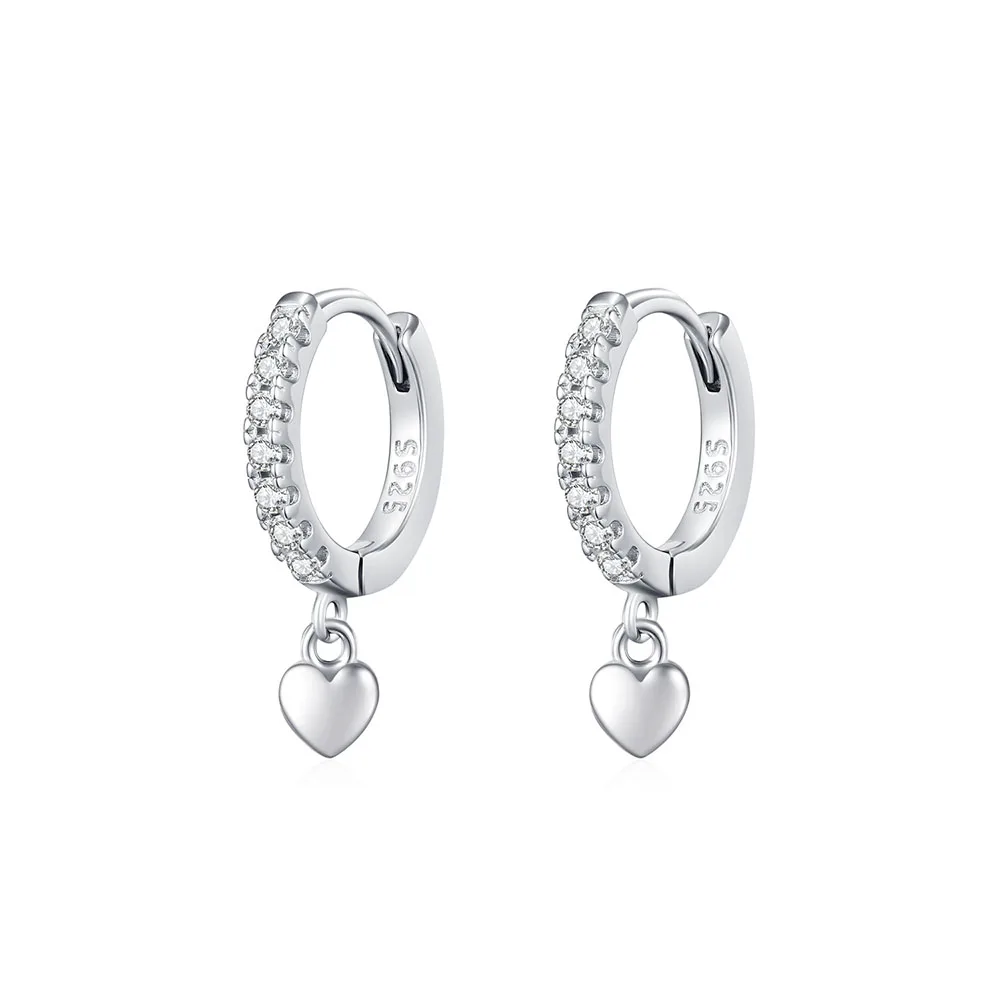 Apexelle Brand Fashion Jewelry 925 Sterling Silver Hoop Earrings Heart Shaped Pendant Earrings For Women Versatile Jewelry