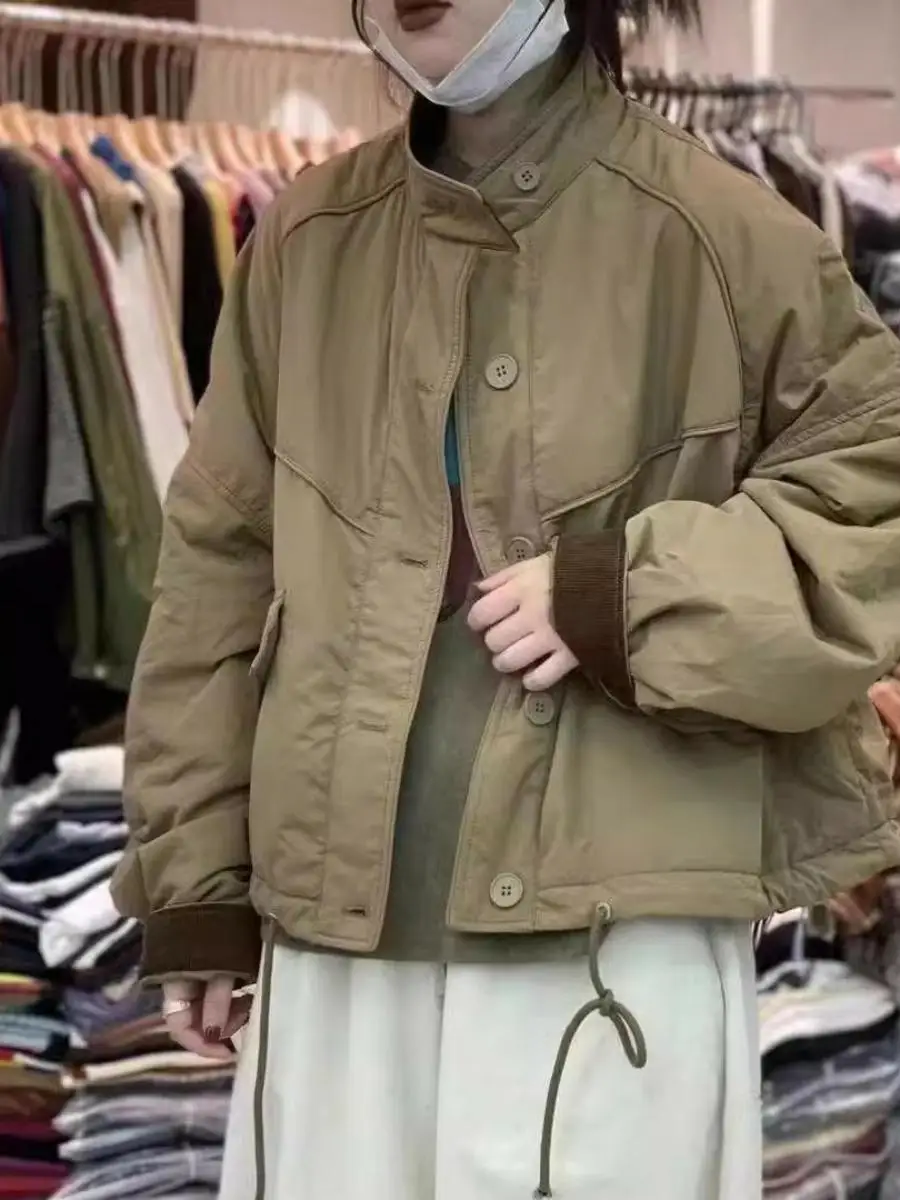 Women's Workwear Cotton Jacket Loose Fit Thickened Autumn Winter New Style Korean Version Small Size Friendly Button up Coat