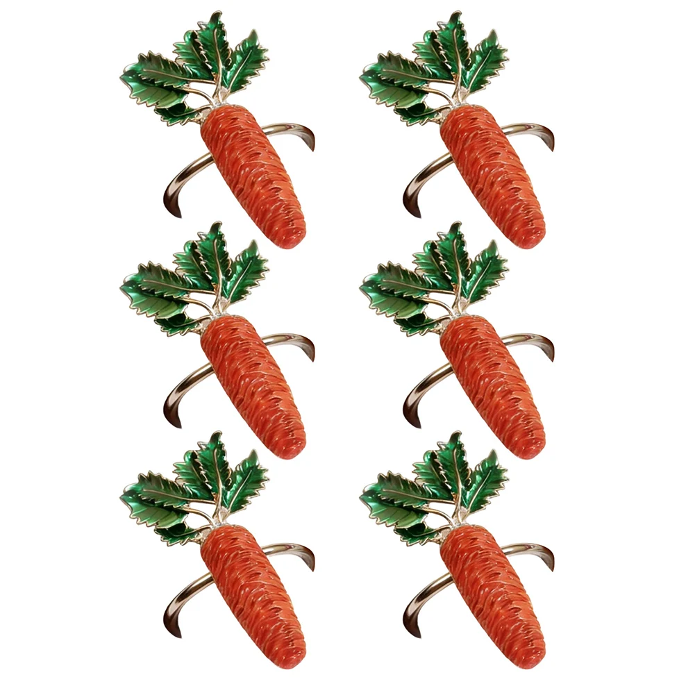 Alloy Easter Carrot Napkin Rings 6 Piece Set for Wedding Table Settings Graduation Dinner Parties and Festive Event Table Decor