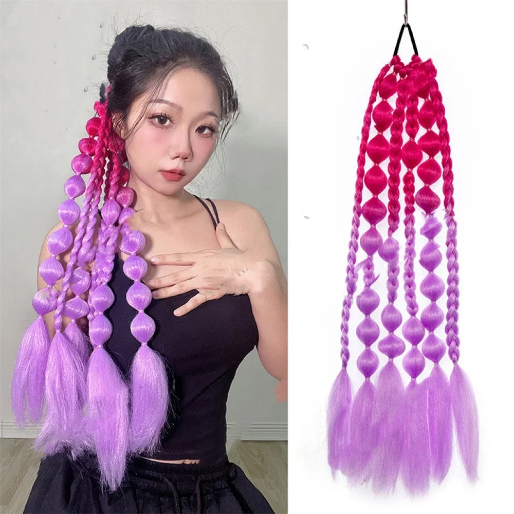 Crochet Hair Extensions & Wigs Glitter Braiding Hair Cosplay Handmade Synthetic Bubble Tinsel Ponytail