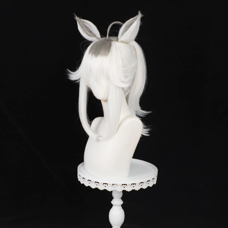 Game Uma Musume Pretty Derby Oguri Cap Cosplay Wig White Long Synthetic Hair Tail Ears For Women Men Halloween Costume Party view 4
