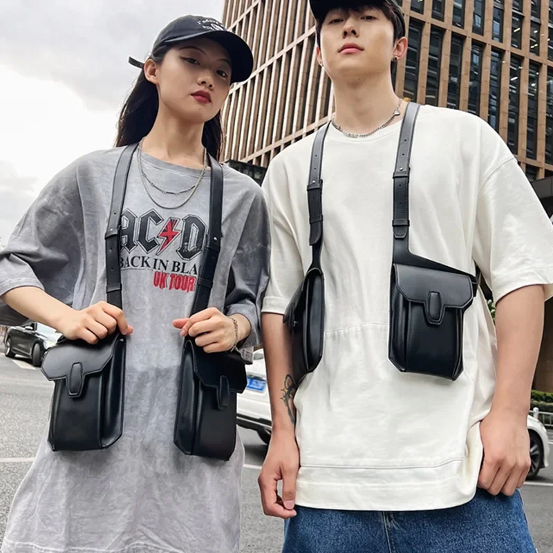 Unisex Chest Rig Bags street Hip Hop Clothing Vest Bag Multi-function Men Tactical Chest Pack Black Leather women Vest Backpacks