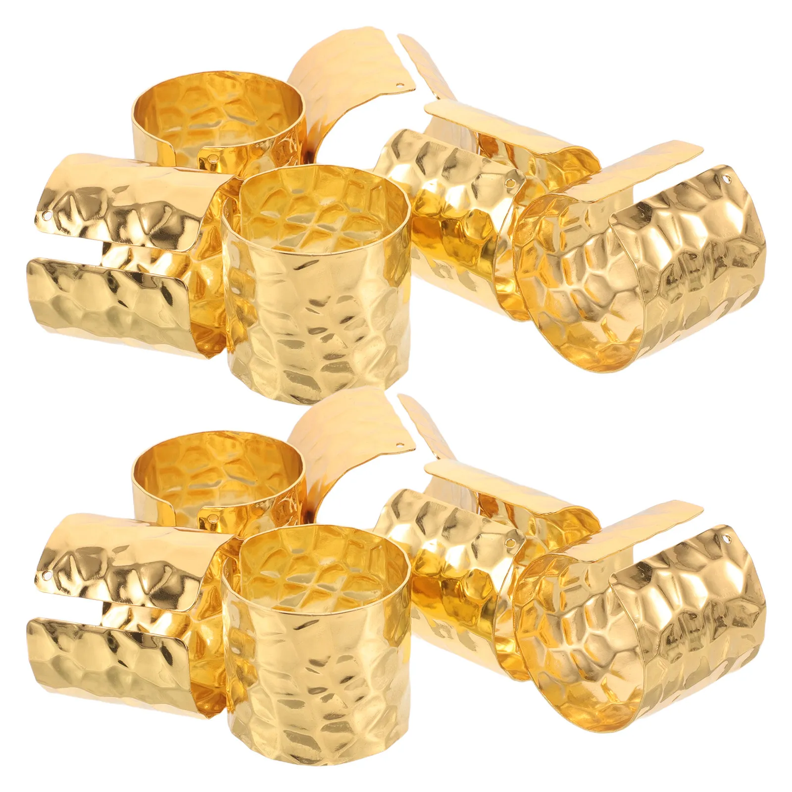 12Pcs Metal Napkin Rings Gold Finish Unique Irregular Texture for Cloth Paper Napkins Dining Table Serviette Holder Modern Decor