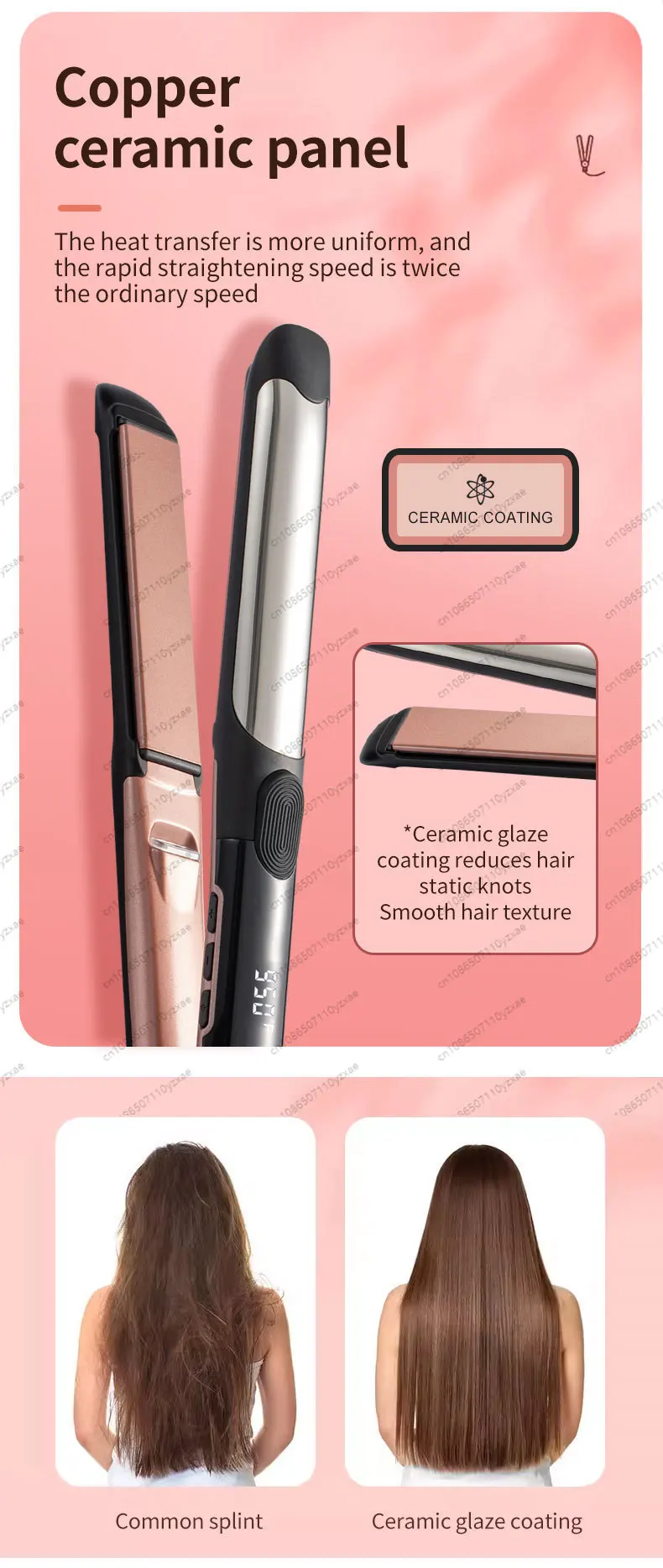 مكواة فرد الشعر ذات الأغراض المزدوجة ذات لفة مستقيمة بقدرة 65 وات، ومشبك لوحة مستقيمة بشاشة رقمية #6