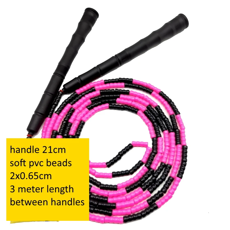 Real 3 meter  Length between handles NEVERTOOLATE beaded skipping jump rope long handle beading freestyle crossfit skip