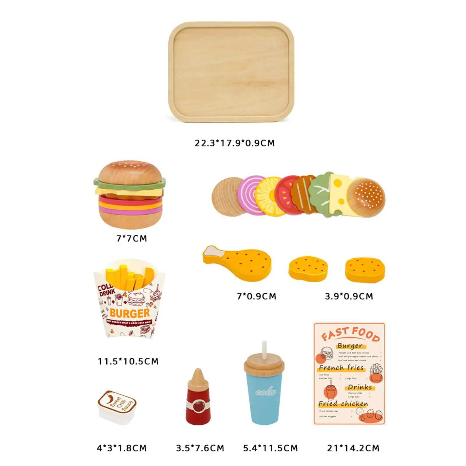 Wooden Burger Stacking Toy Early Education Party Favors Realistic Wooden Play Kitchen Food Set for Boys Girls Toddlers Preschool