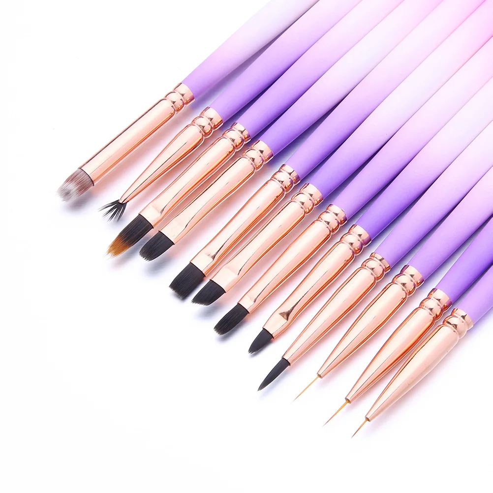 ชุดแปรงทำเล็บมืออาชีพ 12 ชิ้นอเนกประสงค์ - แปรงไลเนอร์สำหรับงานละเอียด ต่อเล็บอะคริลิค เจล ทำเล็บ DIY