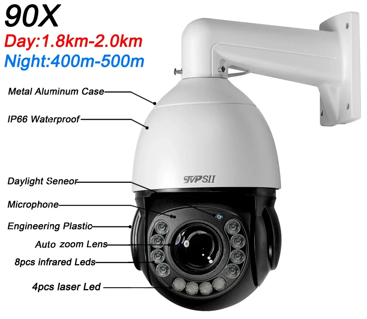 Auto Tracking 8MP 4K 90X Optical Zoom 360° Audio Laser Infrared ONVIF 4G 5G Sim Wifi Wired 4 in 1 PTZ Speed Dome Security Camera