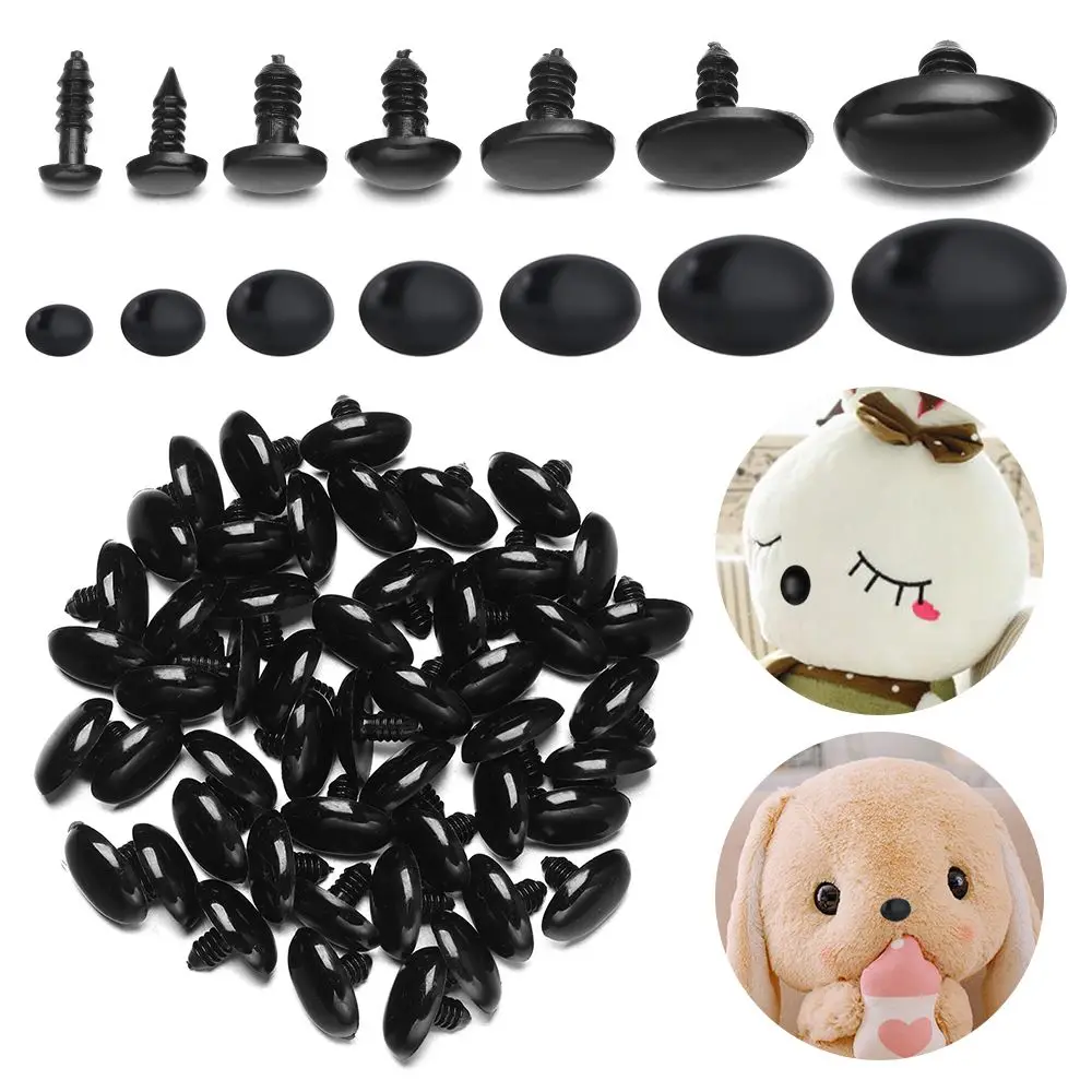 50/100pcs Plastic Oval Dog Noses Threaded Animals Eyes DIY Safety Doll Noses Accessories For DIY Dolls Toys Cute Bear Buttons