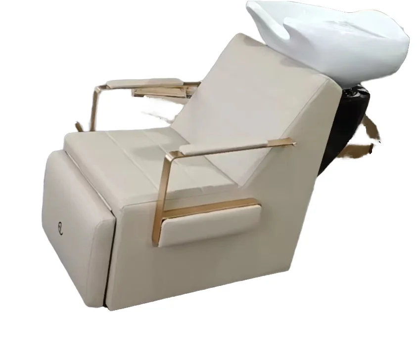 

Modern Synthetic Leather Hair Salon Shampoo Bed Chair with White or Black Basin for Spa and Beauty Durable Metal Material