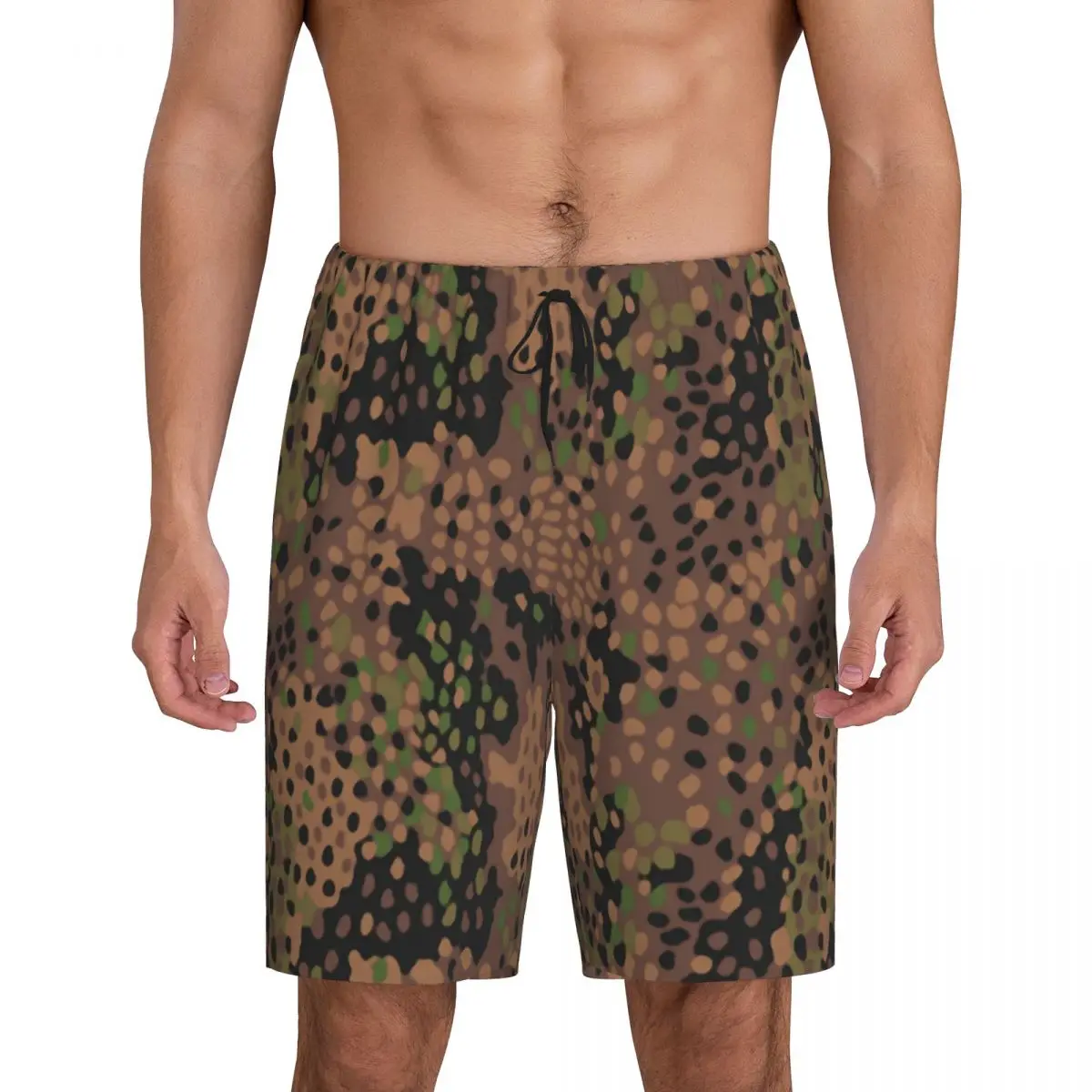 Men's Pea Dot Camo Pajama Shorts Custom Printed Tactical Camouflage Sleep Pjs Sleepwear Bottoms with Pockets