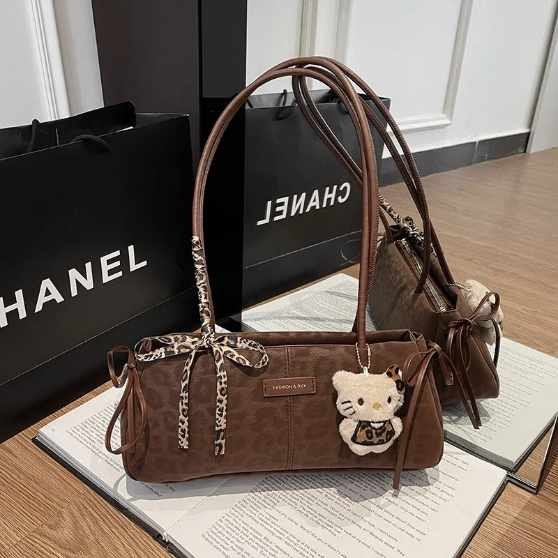 العصرية والمتطورة الرجعية ليوبارد طباعة حقيبة يد للنساء 2025 وصول جديد تنوعا حقيبة كتف سعة كبيرة حقيبة فرنسية