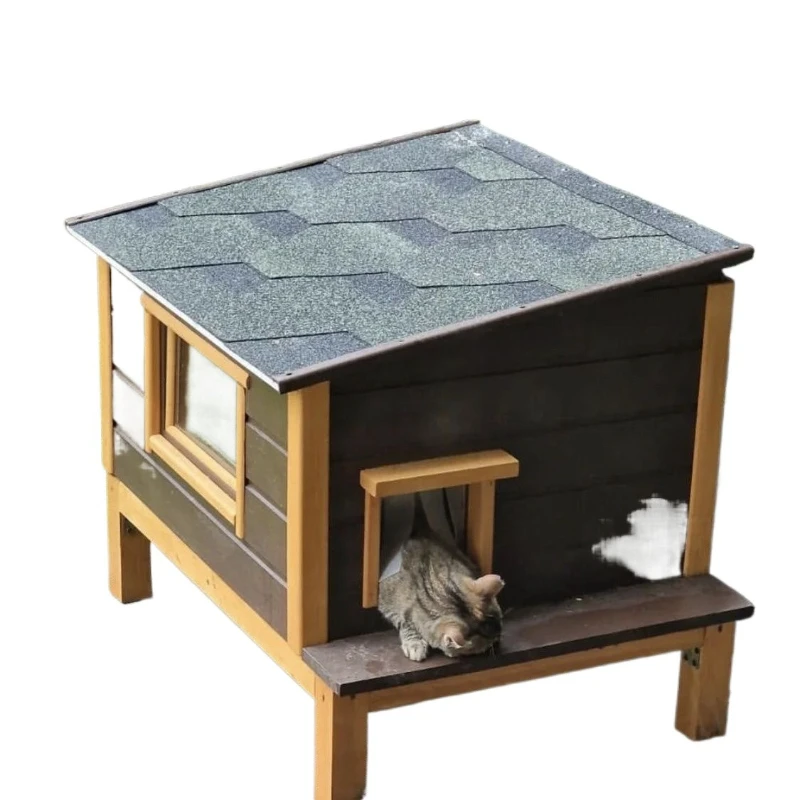 Cat villa cat room cat nest solid wood double-layer board warm with cotton insulation cold-proof waterproof rain-proof