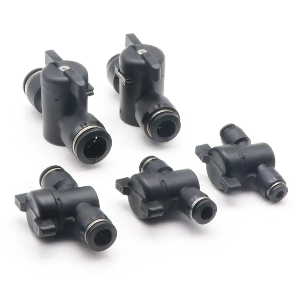 1Pcs Pipe Fitting Hand Valve Quick Joint Connector Push In Turn Switch Pneumatic Valve Current-limiting Plastic