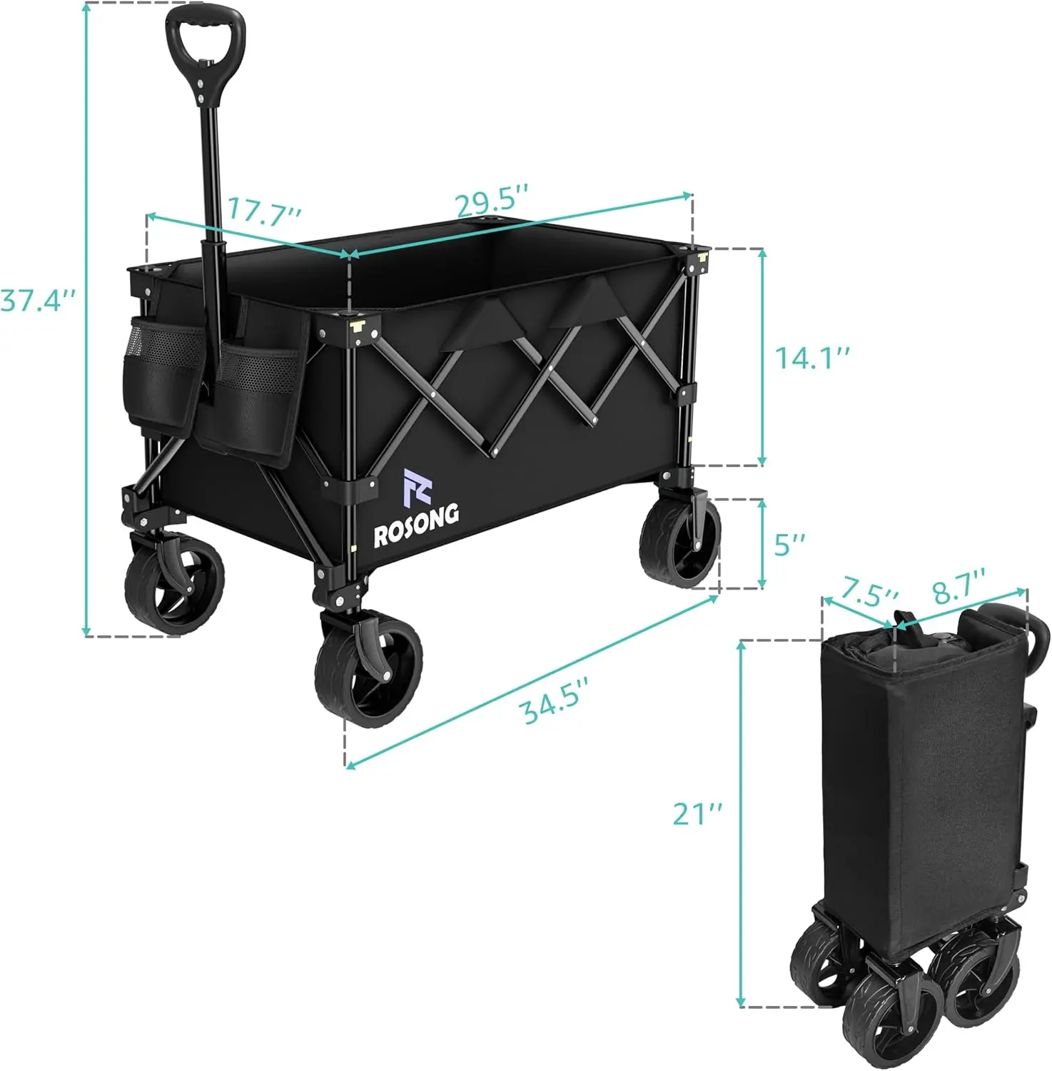 Chariot Pliable avec Roues pour Épicerie, Chariots Pliables, RapDuty, Portable, Utilitaire, Plage