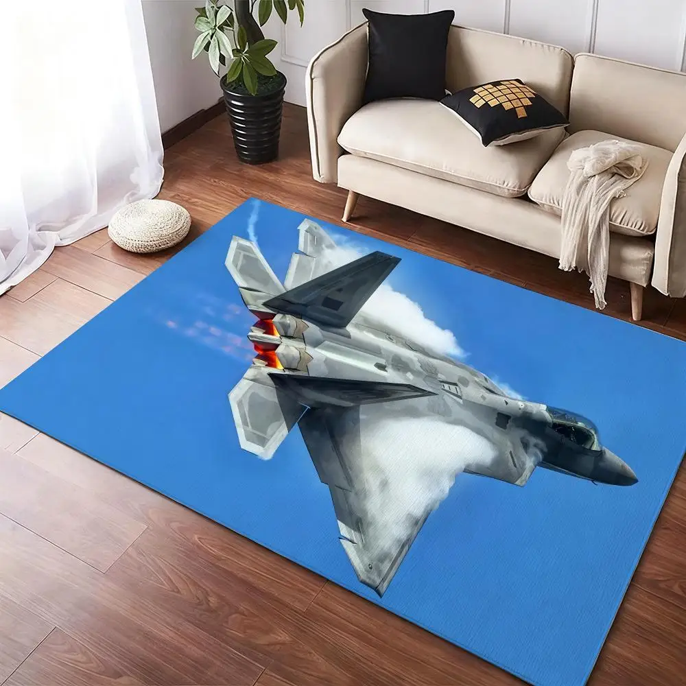 

F22 Fighter jet military fan Floor Mat Soft Thickened Non-Slip Door Mat for Living Room Home Decor Flannel Rugs