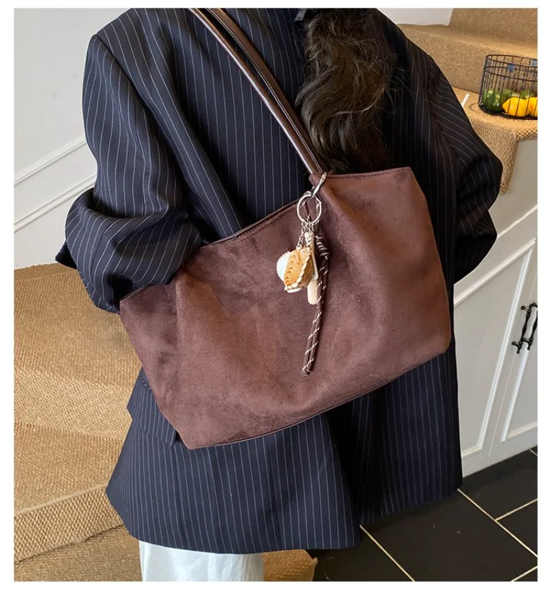 Bolso de hombro tipo tote de gamuza y cuero de estilo casual para mujer, ideal para uso diario, viajes escolares, salidas de fin de semana y compras