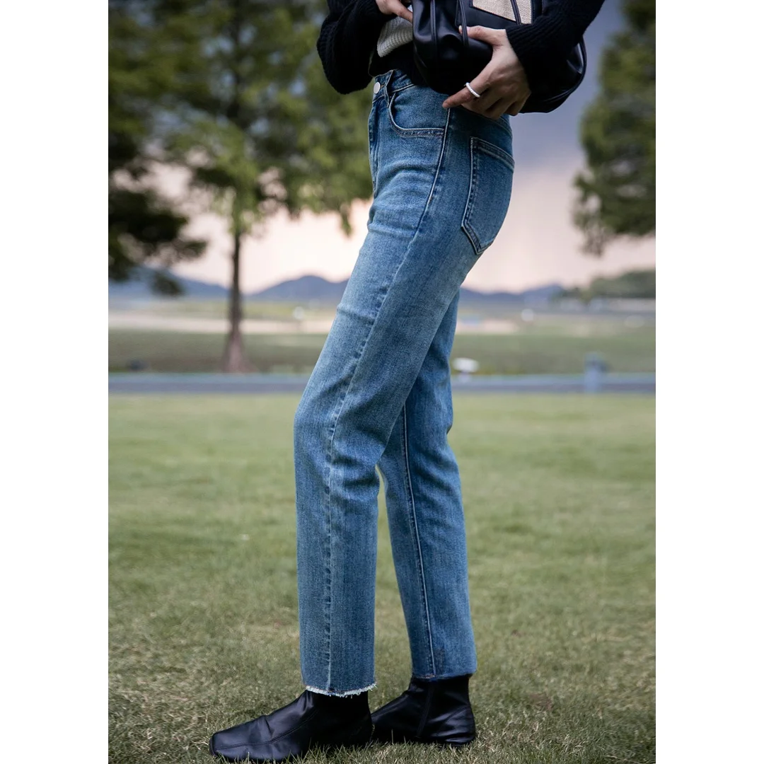 

Джинсы Dorothy с высокой талией, прямые, женские, эластичные, облегающие, укороченные (до щиколотки), повседневные, универсальные, джинсовые скинни на все сезоны