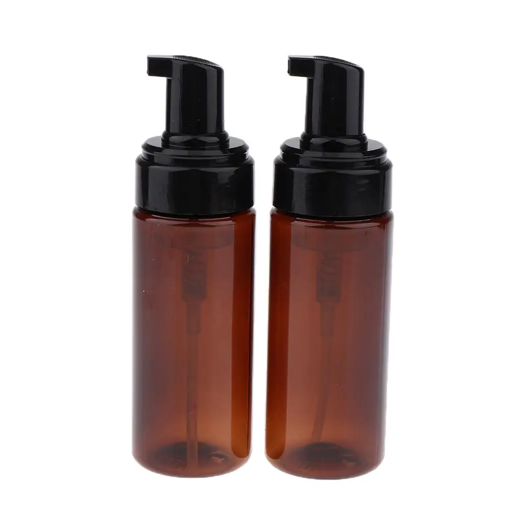 2Pcs Press Pump Dispensers Refillable Nontoxic Foaming Soap Bottle Refill Empty Cosmetic Bottles with Clear Cap - 150ml