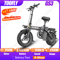 TOOFLY GS3 Folding Electric Bicycle 250W 48V15AH Adult Travel Electric Bike City Commuting Riding 14-inch Tire Light Mini E-bike