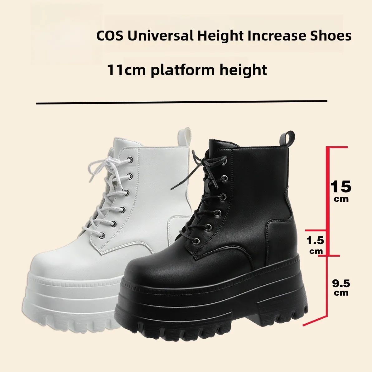 

Bla Thi Bot ort Boots ex Cosplay Cons Heightening oes Briti Sle Square Head Waterproof Platform